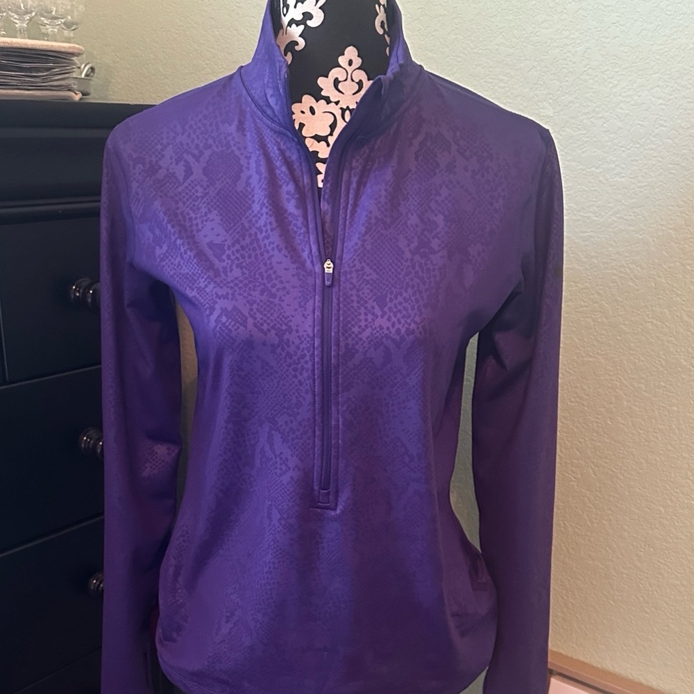 Nike Women's Purple Snakeskin Print Quarter-Zip, Dri-Fit Sweatshirt